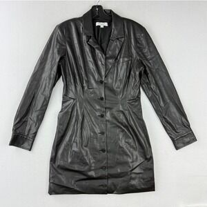 Marissa Webb Black Faux Leather‎ Dress Size 10 Blazer Style Career